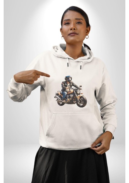 Kask Motorsiklet Dünya Turu Kadın Erkek Beyaz Kapüşonlu Sweatshirt Hoodie
