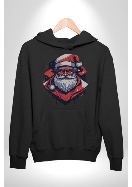 Cool Santa Claus Noel Baba Kadın Erkek Siyah Kapüşonlu Sweatshirt Hoodie indirimleri