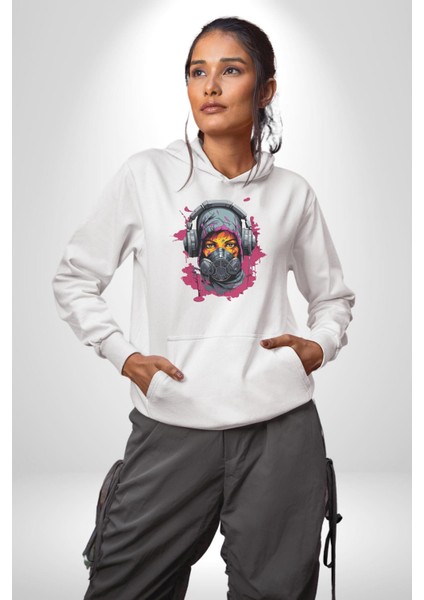 Maske Duman Corona Müzik Kulaklık Kadın Erkek Beyaz Kapüşonlu Sweatshirt Hoodie fırsatları