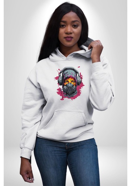 Maske Duman Corona Müzik Kulaklık Kadın Erkek Beyaz Kapüşonlu Sweatshirt Hoodie indirimleri