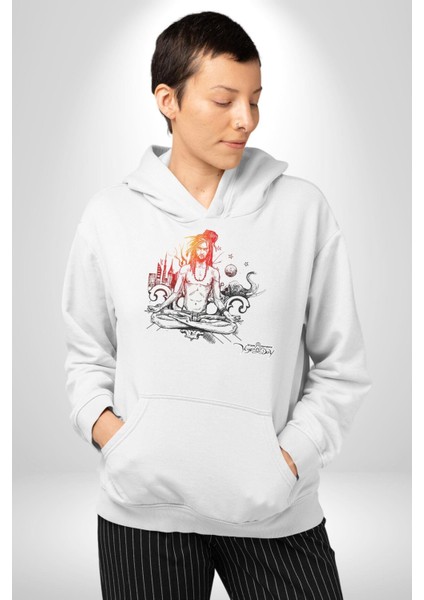 Uluslararası Yoga Günü 21 Temmuz Kadın Erkek Beyaz Kapüşonlu Sweatshirt Hoodie