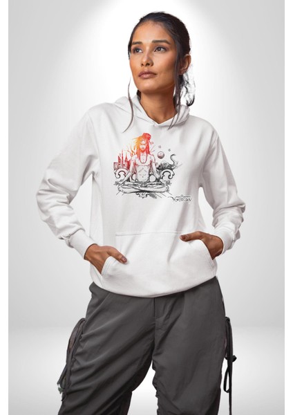 Uluslararası Yoga Günü 21 Temmuz Kadın Erkek Beyaz Kapüşonlu Sweatshirt Hoodie