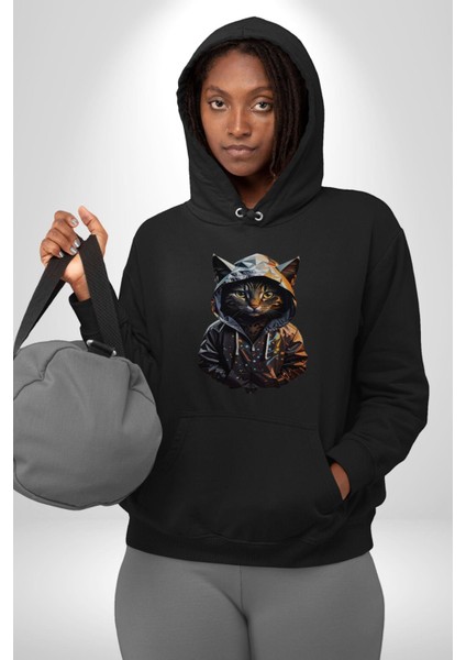 Hip hop gençlik kedi çeket kadın erkek siyah kapüşonlu sweatshirt hoodie fırsatları