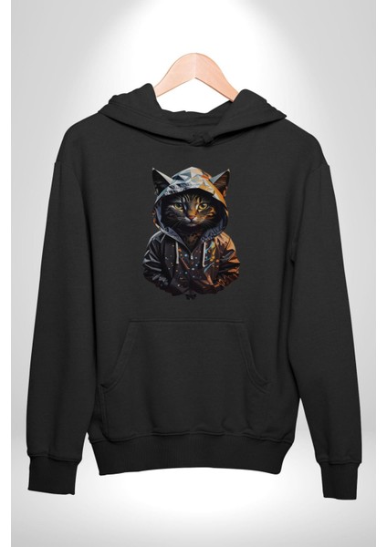 Hip hop gençlik kedi çeket kadın erkek siyah kapüşonlu sweatshirt hoodie indirimleri