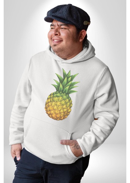 Ananas Meyve Kadın Erkek Beyaz Kapüşonlu Sweatshirt Hoodie modelleri