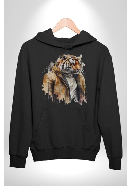 Cool Yakışıklı Kapüşonlu Spor Kaplan Kadın Erkek Siyah Kapüşonlu Sweatshirt Hoodie indirimleri