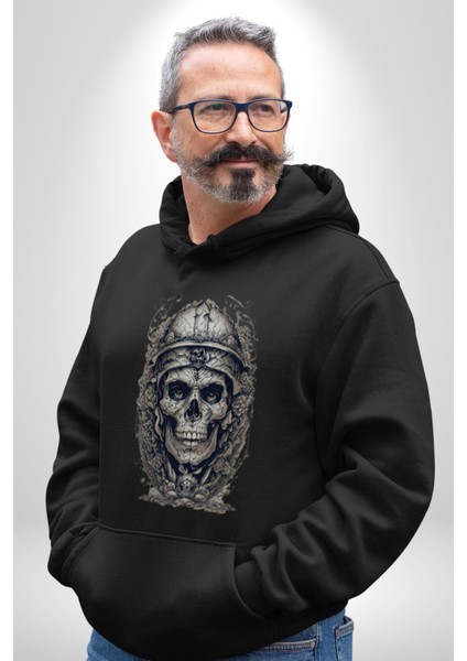 Kask Miğfer Iskelet Asker Kadın Erkek Siyah Kapüşonlu Sweatshirt Hoodie modelleri