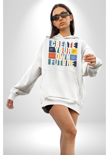 Geleçeği Seninle Planlayalım Kadın Erkek Beyaz Kapüşonlu Sweatshirt Hoodie indirimleri