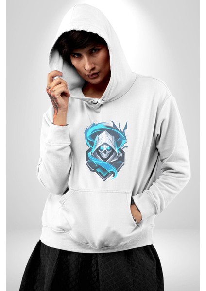 Buzların Efendisi Kurukafa Kadın Erkek Beyaz Kapüşonlu Sweatshirt Hoodie