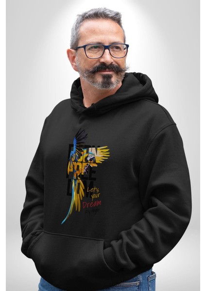 Özgür Doğmuş Yükseklerden Ucalım Kadın Erkek Siyah Kapüşonlu Sweatshirt Hoodie