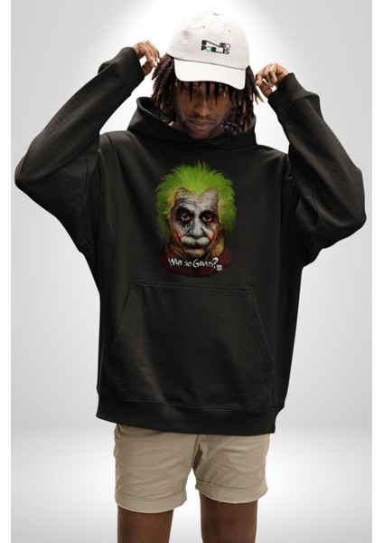 Albert Einstein Joker Why So Genius  Kadın Erkek  Siyah Kapüşonlu Sweatshirt Hoodie