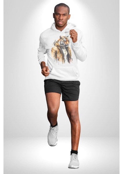 Cool Yakışıklı Kapüşonlu Spor Kaplan Kadın Erkek Beyaz Kapüşonlu Sweatshirt Hoodie modelleri