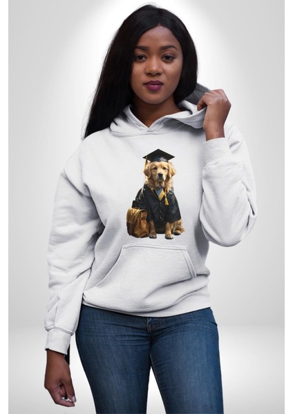 Okula Giden Öğrenci Golden Kadın Erkek Beyaz Kapüşonlu Sweatshirt Hoodie modelleri