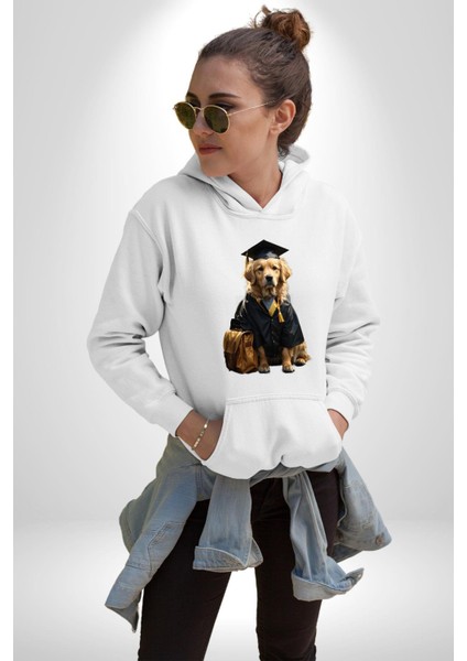 Okula Giden Öğrenci Golden Kadın Erkek Beyaz Kapüşonlu Sweatshirt Hoodie fırsatları