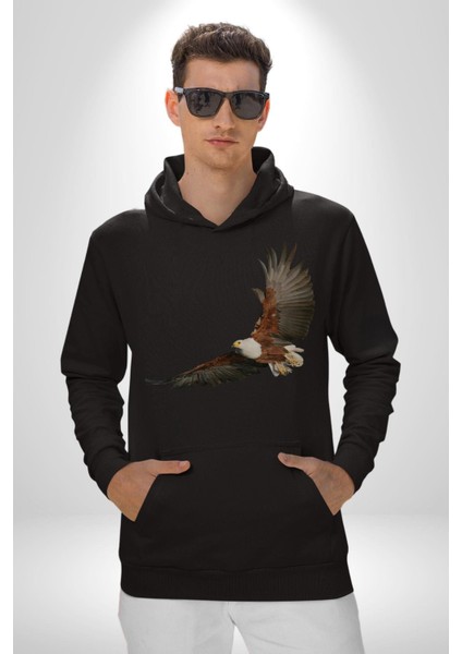 Kartal Özgürlük Kadın Erkek Siyah Kapüşonlu Sweatshirt Hoodie modelleri