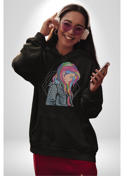 Metal Müzik Çeket Kadın Erkek Siyah Kapüşonlu Sweatshirt Hoodie