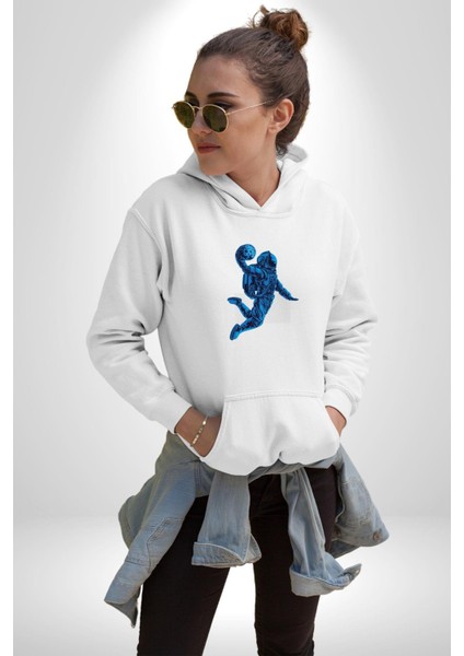 Basketbol Mars Uzay Smaçı Kadın Erkek Beyaz Kapüşonlu Sweatshirt Hoodie fırsatları