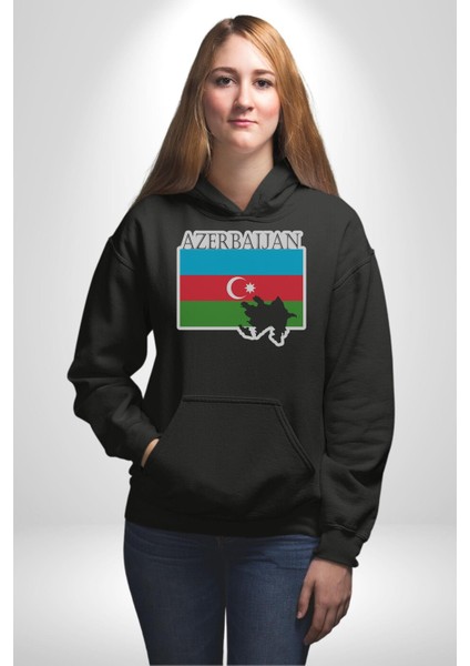 Azerbeycan Bayrak Ülke Kadın Erkek Siyah Kapüşonlu Sweatshirt Hoodie fiyatları