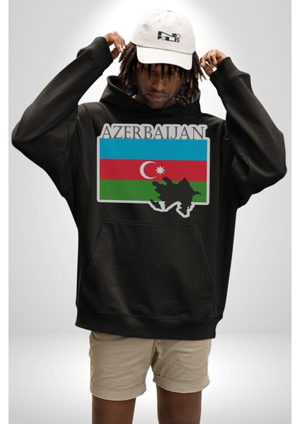 Azerbeycan Bayrak Ülke Kadın Erkek Siyah Kapüşonlu Sweatshirt Hoodie modelleri