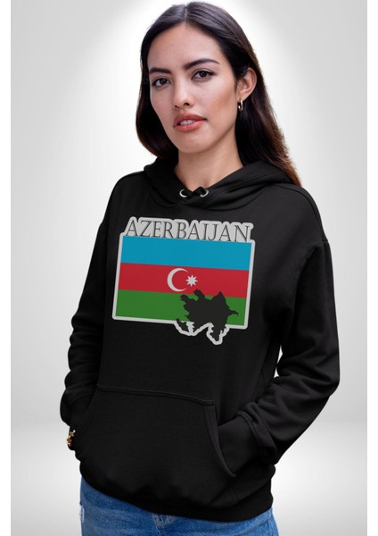 Azerbeycan Bayrak Ülke Kadın Erkek Siyah Kapüşonlu Sweatshirt Hoodie fırsatları