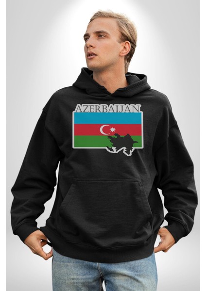 Azerbeycan Bayrak Ülke Kadın Erkek Siyah Kapüşonlu Sweatshirt Hoodie indirimleri