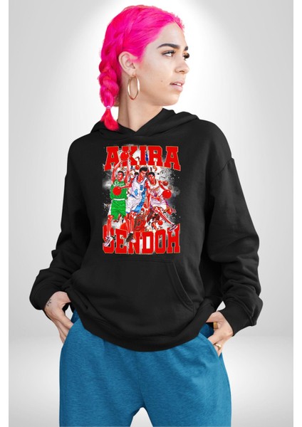 Basketbol Akira Sendoh Anime Slam Dunk Karakter Kadın Erkek Siyah Kapüşonlu Sweatshirt Hoodie indirimleri