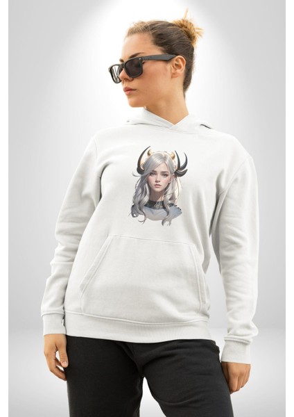 Koç Kadın Savaşcı Kadın Erkek Beyaz Kapüşonlu Sweatshirt Hoodie fırsatları