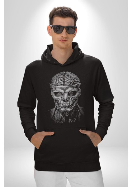 Insan Beyni Korku Sineması Kadın Erkek Siyah Kapüşonlu Sweatshirt Hoodie