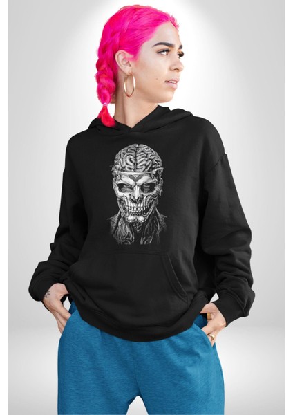 Insan Beyni Korku Sineması Kadın Erkek Siyah Kapüşonlu Sweatshirt Hoodie