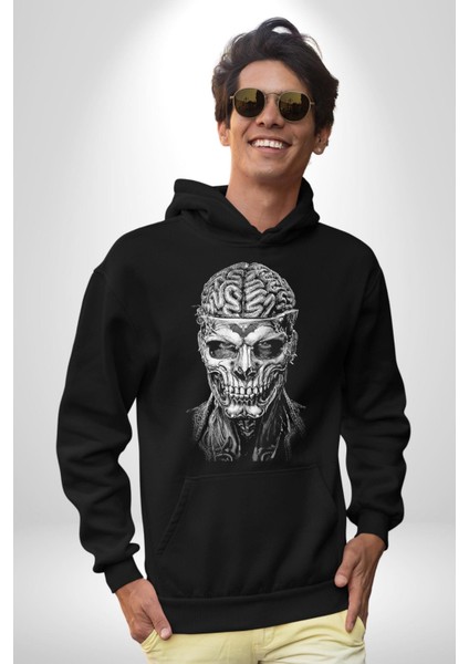 Insan Beyni Korku Sineması Kadın Erkek Siyah Kapüşonlu Sweatshirt Hoodie
