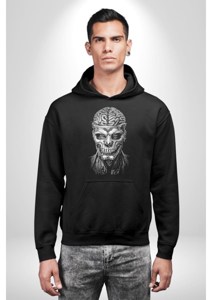 Insan Beyni Korku Sineması Kadın Erkek Siyah Kapüşonlu Sweatshirt Hoodie