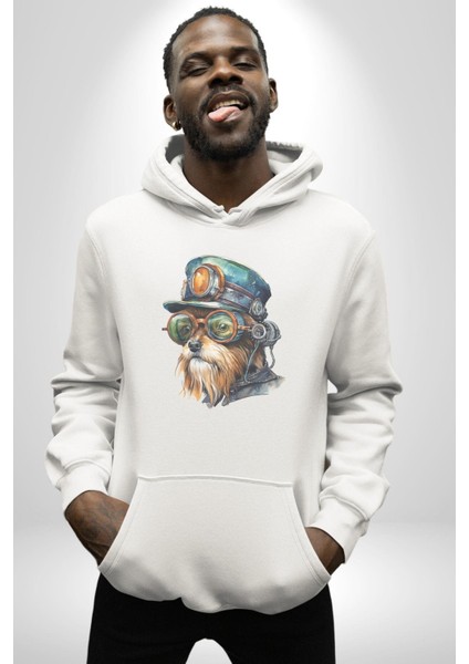 Tren Sürücüsü Gözlüklü Yorkshire Kadın Erkek Beyaz Kapüşonlu Sweatshirt Hoodie fırsatları