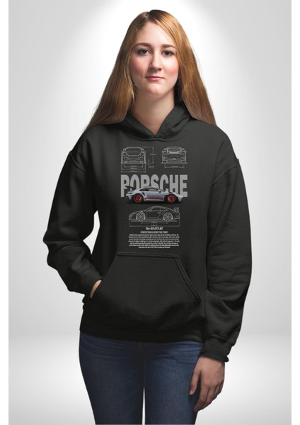 Porsche 911 Gt3 Rs Kadın Erkek  Siyah Kapüşonlu Sweatshirt Hoodie