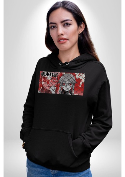 Japon Anime Mirai Nikki Ost End Game Kadın Erkek Siyah Kapüşonlu Sweatshirt Hoodie