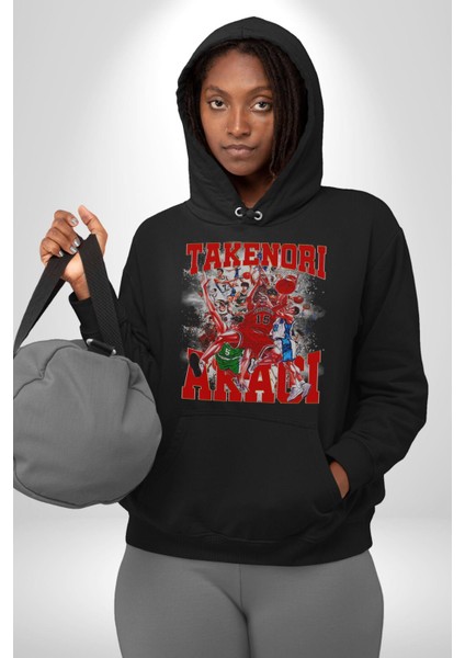 Basketbol Akagi Takenori Anime Slam Dunk Karakter Kadın Erkek Siyah Kapüşonlu Sweatshirt Hoodie fırsatları