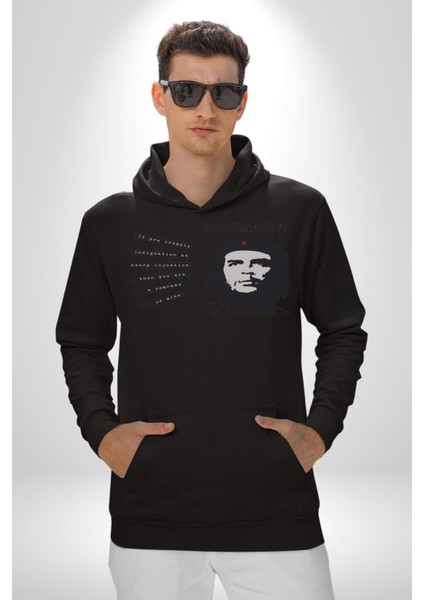 Che Guevara Kadın Erkek Siyah Kapüşonlu Sweatshirt Hoodie
