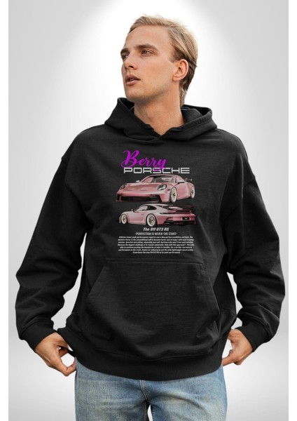 Berry Porsche 911 Gt3 Rs Kadın Erkek  Siyah Kapüşonlu Sweatshirt Hoodie