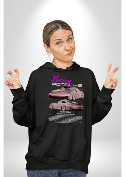 Berry Porsche 911 Gt3 Rs Kadın Erkek  Siyah Kapüşonlu Sweatshirt Hoodie