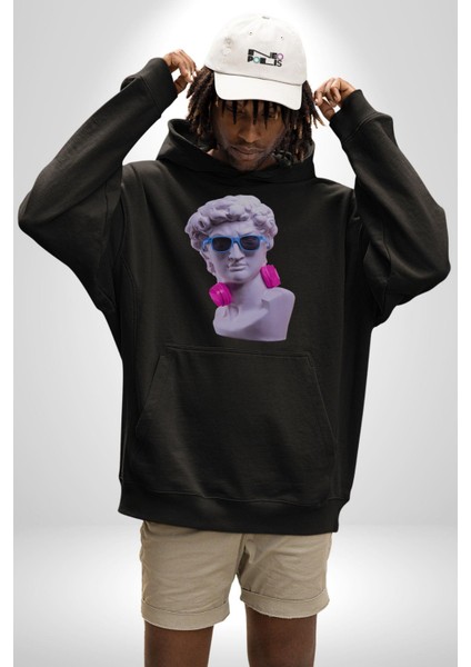 Kulaklık Gözlük Pop Art Heykel Kadın Erkek Siyah Kapüşonlu Sweatshirt Hoodie modelleri