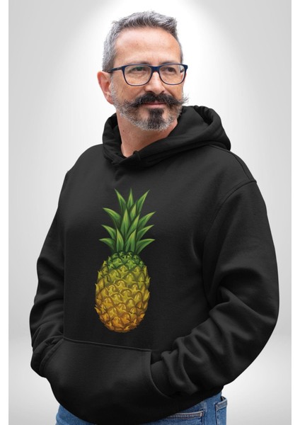 Ananas Meyve Kadın Erkek Siyah Kapüşonlu Sweatshirt Hoodie modelleri