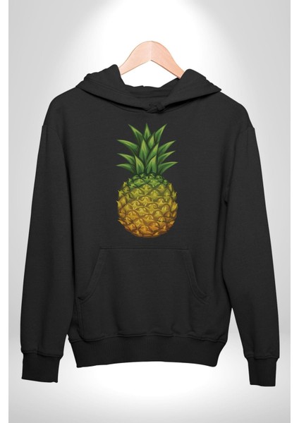 Ananas Meyve Kadın Erkek Siyah Kapüşonlu Sweatshirt Hoodie indirimleri
