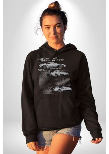 Porsche 911 Gt3 Rs Kadın Erkek  Siyah Kapüşonlu Sweatshirt Hoodie