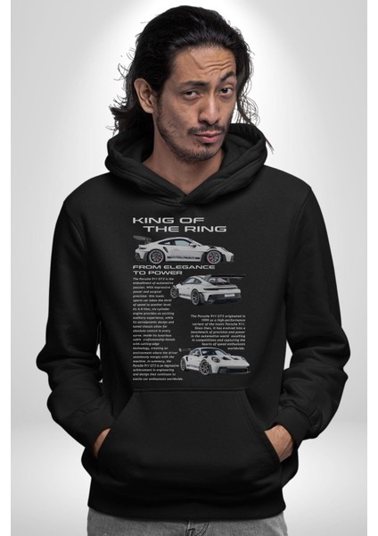 Porsche 911 Gt3 Rs Kadın Erkek  Siyah Kapüşonlu Sweatshirt Hoodie