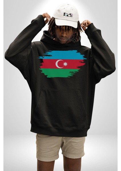 Azerbeycan Bayrağı Kadın Erkek Siyah Kapüşonlu Sweatshirt Hoodie fırsatları