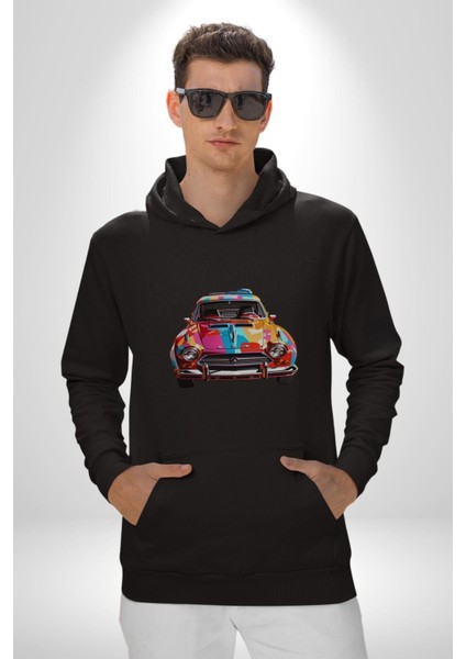 Peugeot 144 Renkli Orijinal Araba Kadın Erkek Siyah Kapüşonlu Sweatshirt Hoodie