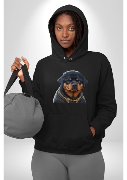 Rottweiler Koca Kafa Puppy Kadın Erkek Siyah Kapüşonlu Sweatshirt Hoodie modelleri