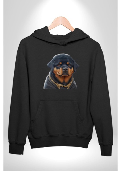 Rottweiler Koca Kafa Puppy Kadın Erkek Siyah Kapüşonlu Sweatshirt Hoodie indirimleri