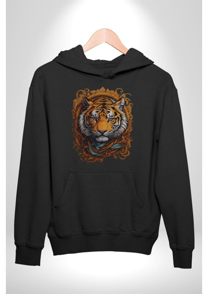 Kaplan Süs Kadın Erkek Siyah Kapüşonlu Sweatshirt Hoodie indirimleri