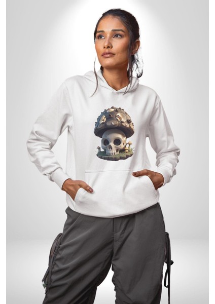 Kurukafa Mantar Ev Kadın Erkek Beyaz Kapüşonlu Sweatshirt Hoodie fırsatları