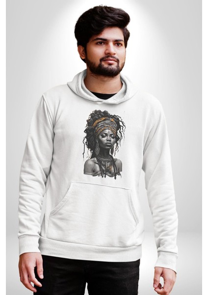 Afrikalı Kadın Sanat Siyahi Kadın Erkek Beyaz Kapüşonlu Sweatshirt Hoodie fiyatları